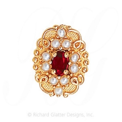 GS536 BT/PL/PL - 14 Karat Gold Slide with Blue Topaz center and Pearl and Pearl accents 